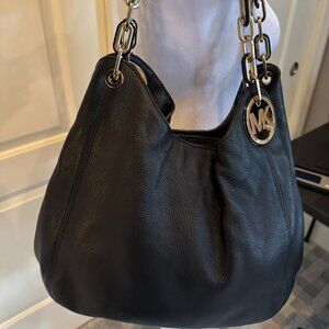 Michael Kors Black Leather Hobo, Large